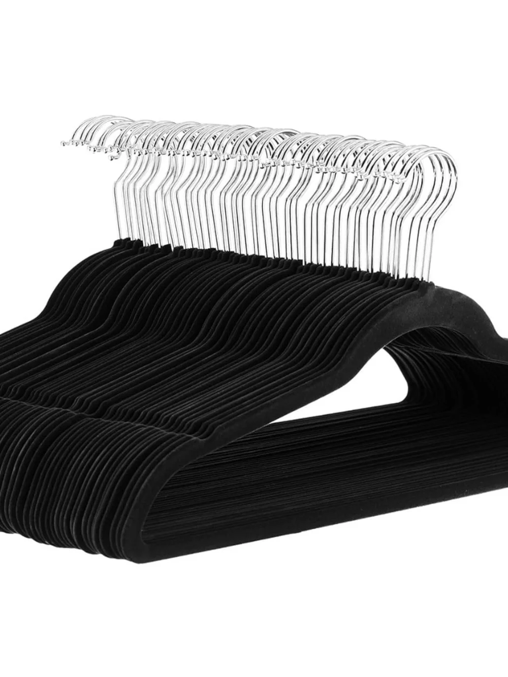 Velvet Non-Slip Black Clothes Hangers - Pack
